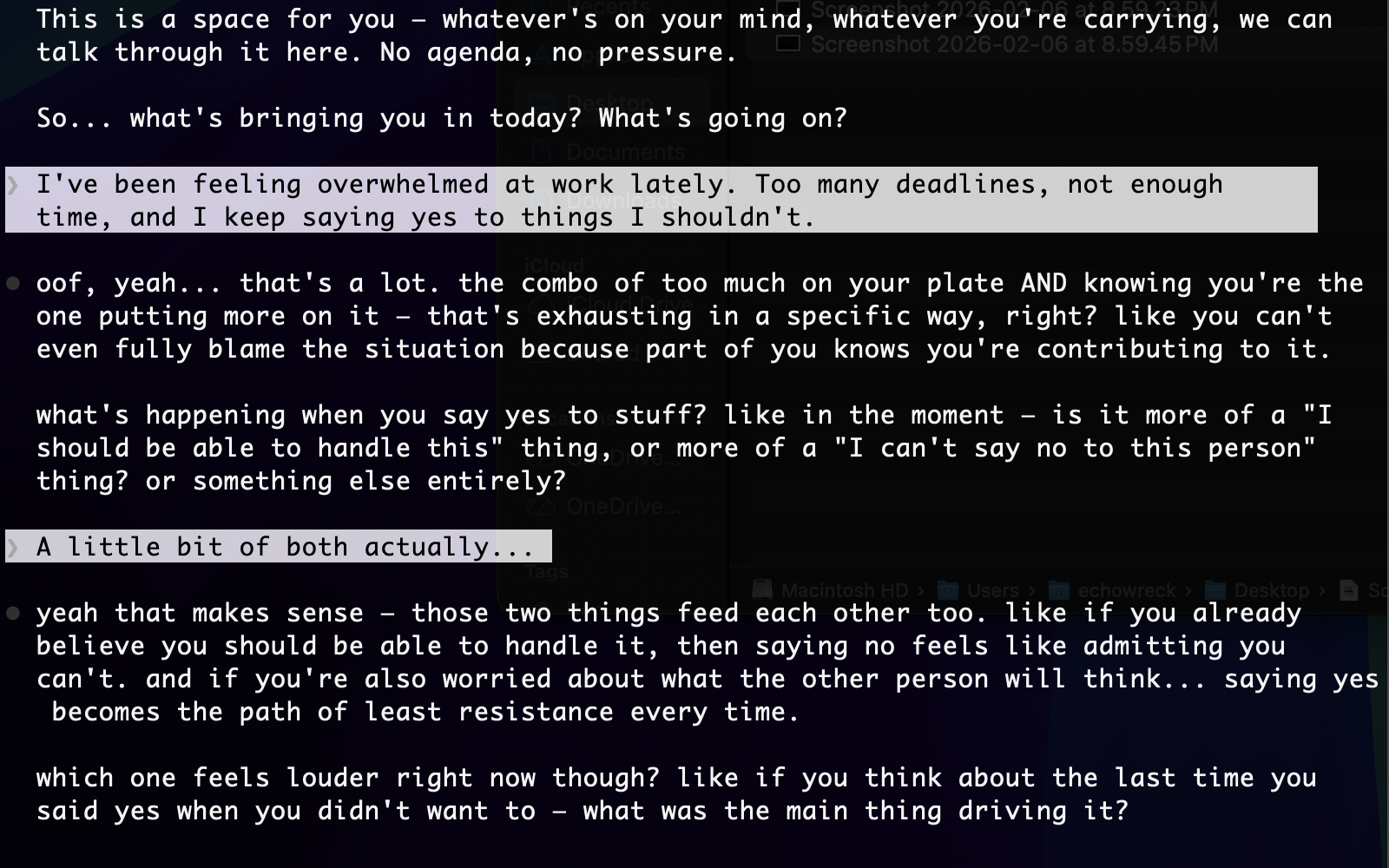 Session conversation